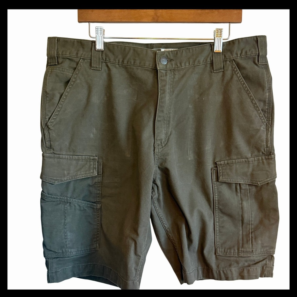 Carhartt Mens Cargo Shorts Olive Green Utility Workwear Outdoor Casual. Size 38
